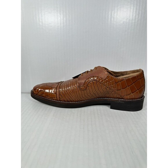 Stacy Adams Esposito Cap Toe Oxford Shoe Animal Print Tan Men Size 9.5 25538-240 - Picture 4 of 8